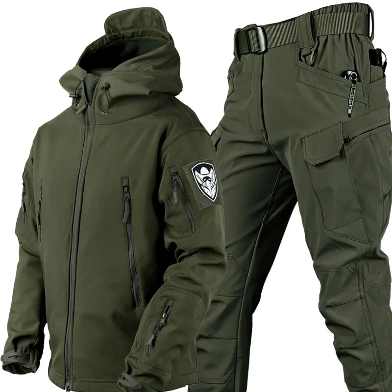 Tacticalzny zestaw outdoorowy wiatro- i wodoodporny dla mężczyzn - Logan-Zielony-S-Trend Polska