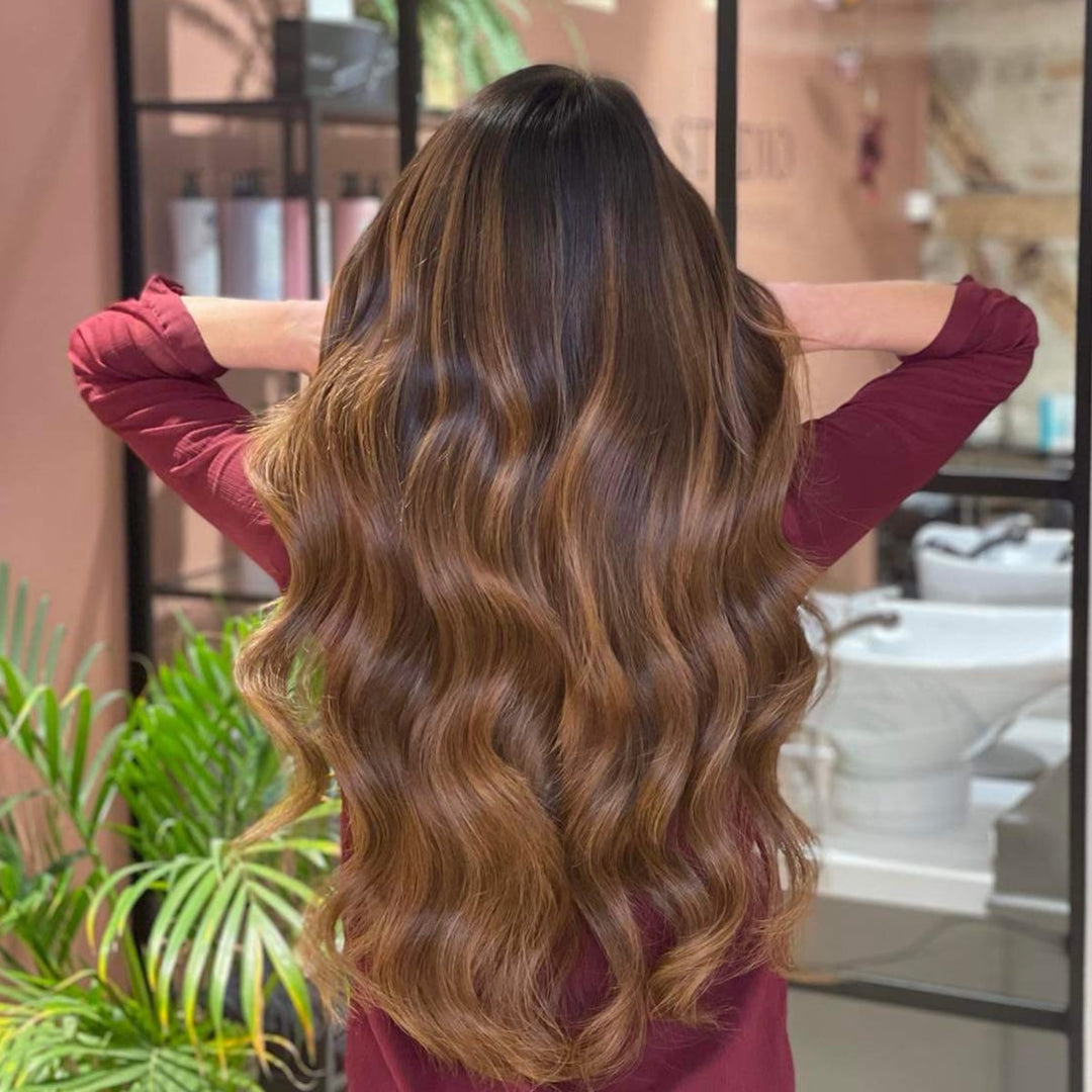 Tape-in Hairextensions – Veloura Tape (Ciepły brąz balayage 2+7)-Trend Polska