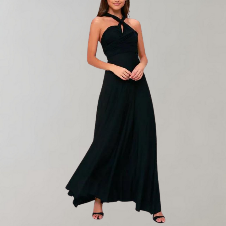 Tia - Elegancka sukienka kopertowa dla kobiet-Czarny-S-Trend Polska