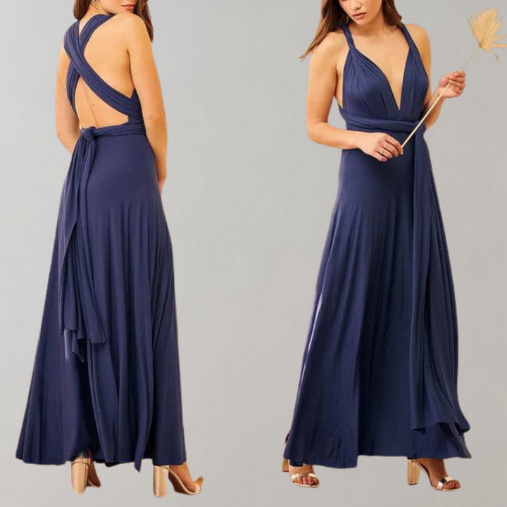 Tia - Elegancka sukienka kopertowa dla kobiet-Bordowy-S-Trend Polska