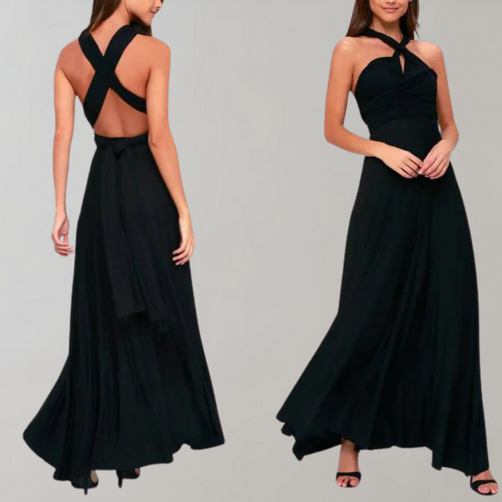 Tia - Elegancka sukienka kopertowa dla kobiet-Bordowy-S-Trend Polska