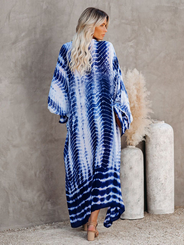 Tkaninowy kimono z przewiązywaniem - Leona-Różowy-Jeden rozmiar-Trend Polska
