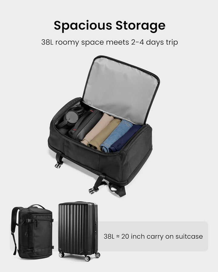 38L Plecak podróżny do ręki zgodny z TSA z komorą na laptopa