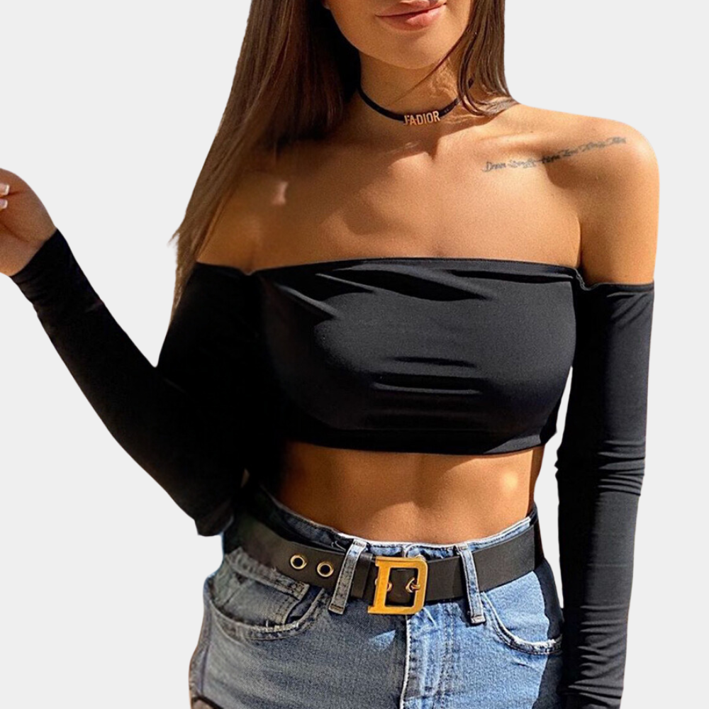 Top damski off-shoulder – Arielle-Czarny-XS-Trend Polska