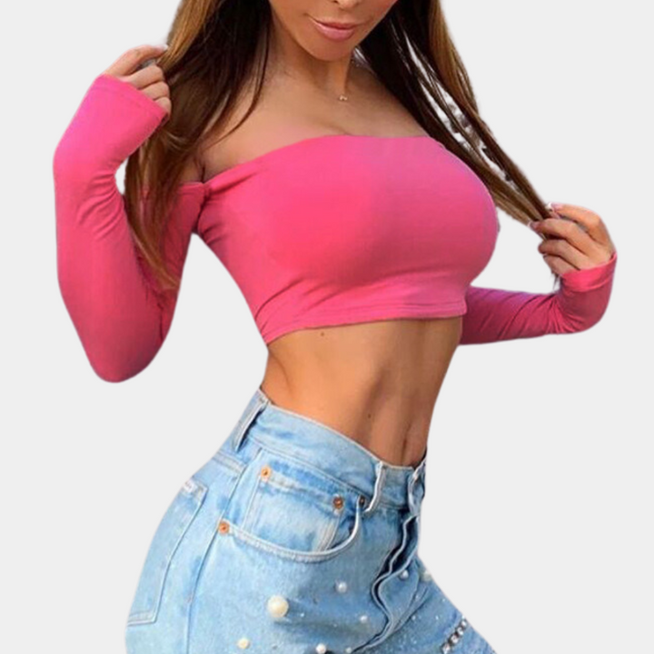 Top damski off-shoulder – Arielle-Różowy-XS-Trend Polska