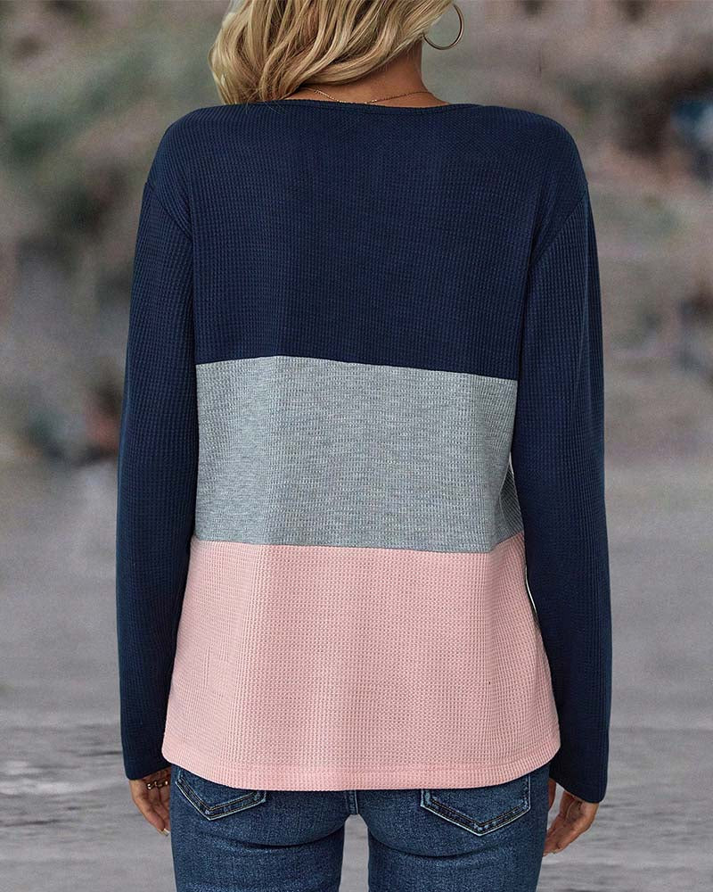 Casual Damski Sweter z Blokiem Kolorów – Noëlle