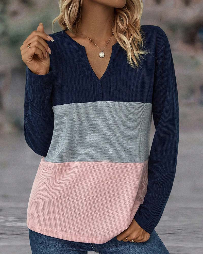 Casual Damski Sweter z Blokiem Kolorów – Noëlle