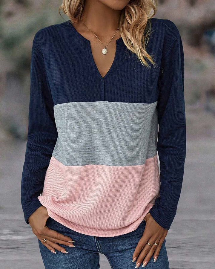 Casual Damski Sweter z Blokiem Kolorów – Noëlle