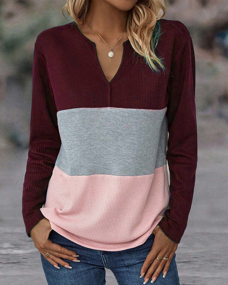 Casual Damski Sweter z Blokiem Kolorów – Noëlle
