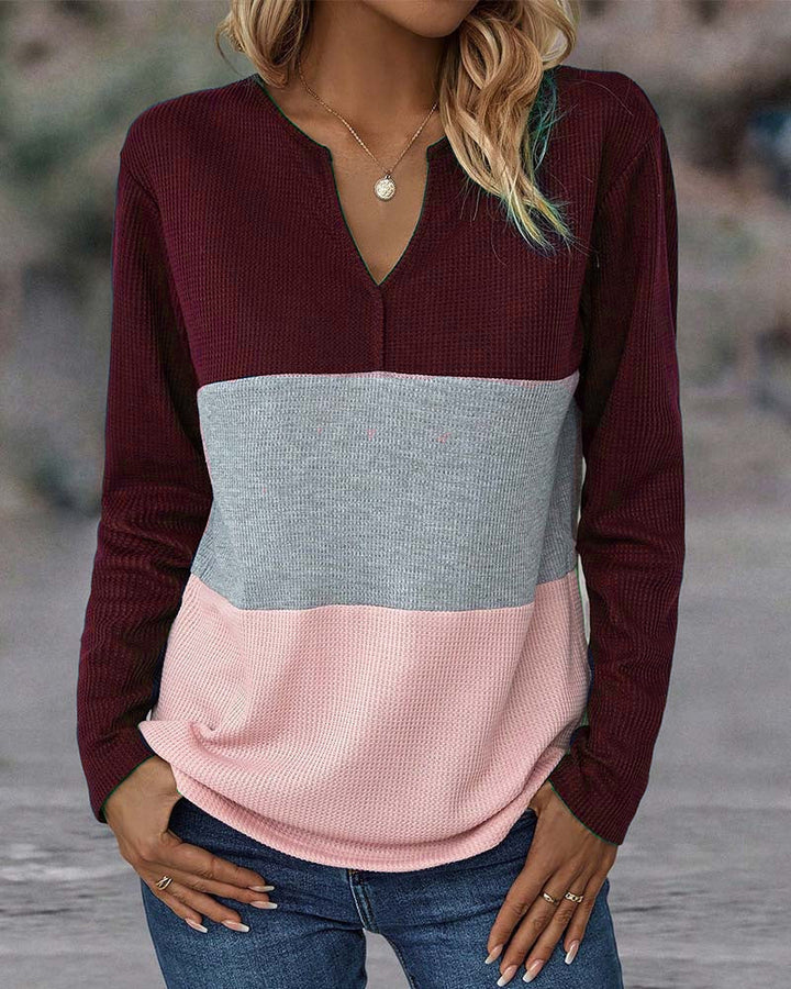 Casual Damski Sweter z Blokiem Kolorów – Noëlle