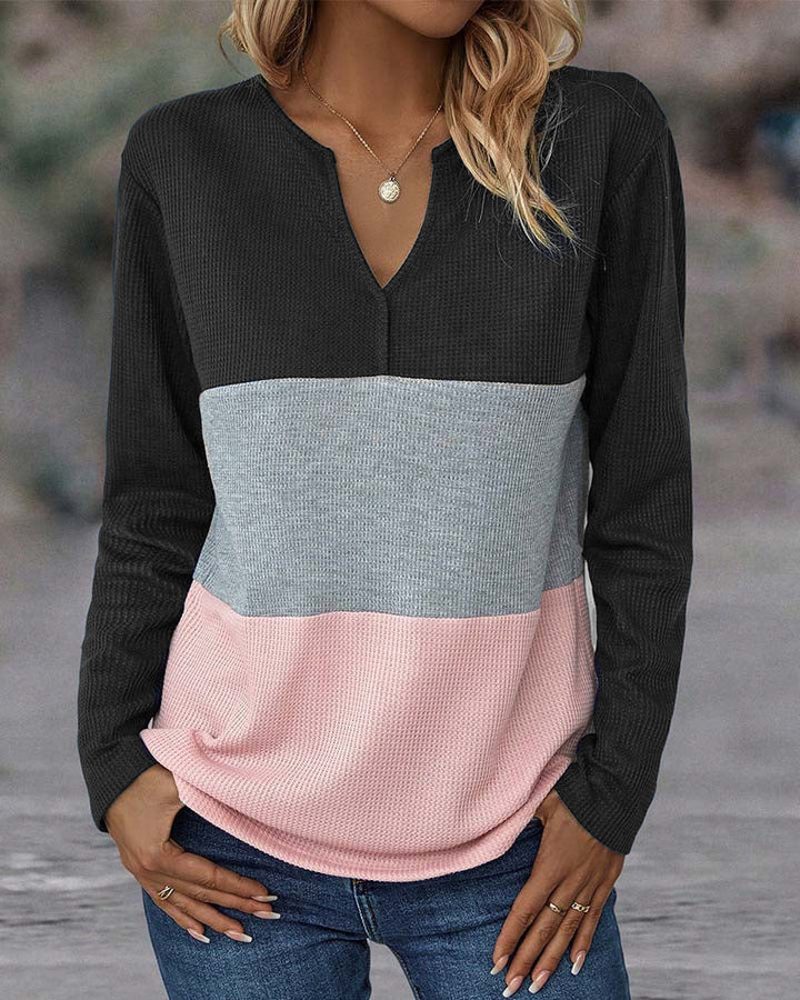 Casual Damski Sweter z Blokiem Kolorów – Noëlle