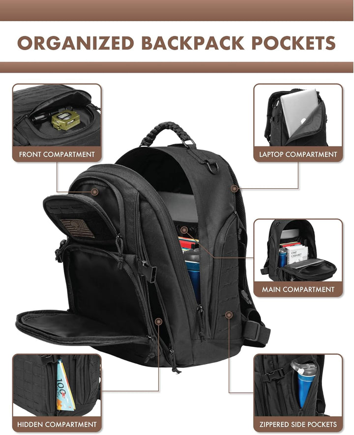 Plecak taktyczny 35L na zewnątrz z systemem Molle i miejscem na laptopa