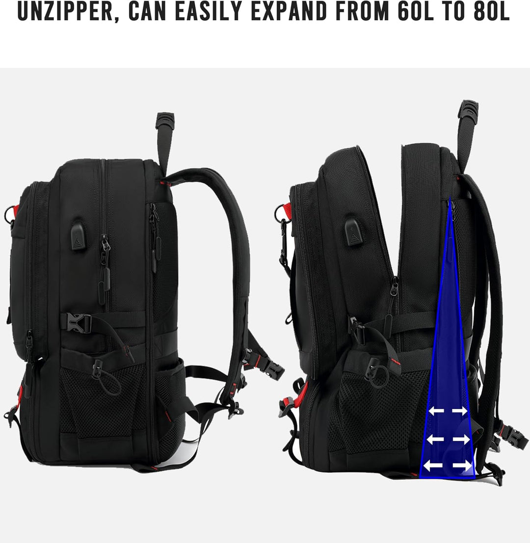 60L Wodoodporny Plecak Podróżny na Laptopa z USB i Komorą na Buty