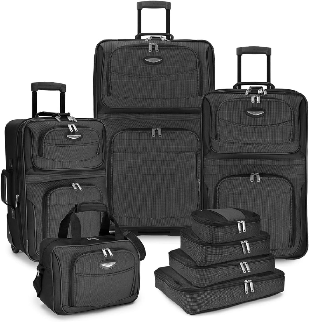 Zestaw bagażu z materiału miękkiego 8 sztuk z kostkami do pakowania i zamkiem TSA – TravelMax