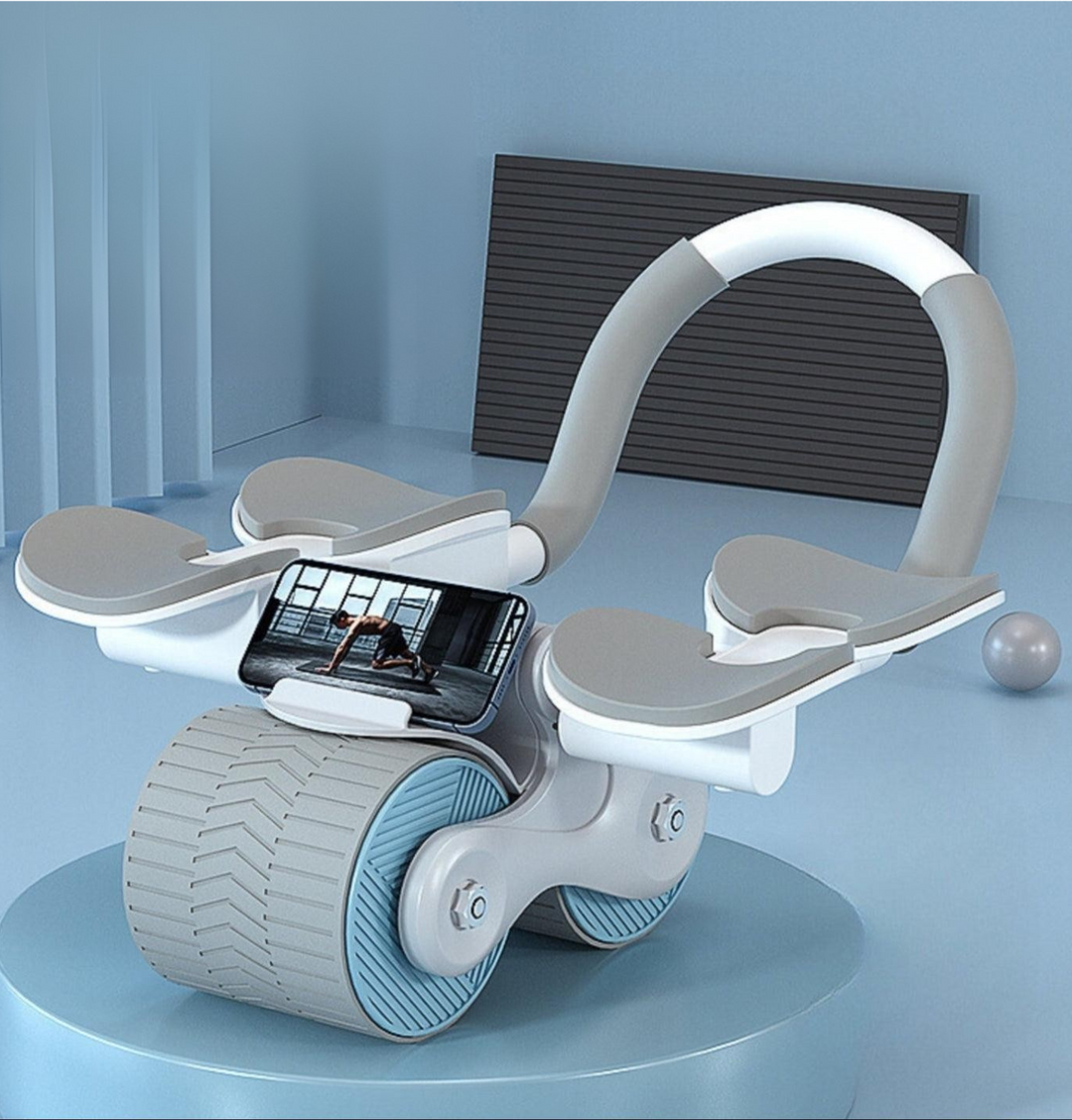 Trenażer mięśni brzucha - CoreRoller Max-Szary Niebieski-Trend Polska