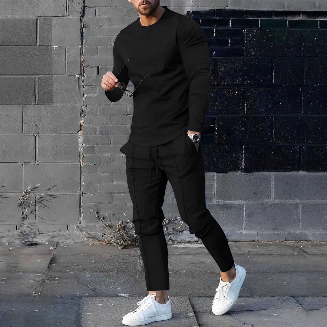 Trendy 2-częściowy zestaw dla mężczyzn | Sweter Nova i dres-Czarny-XS-Trend Polska
