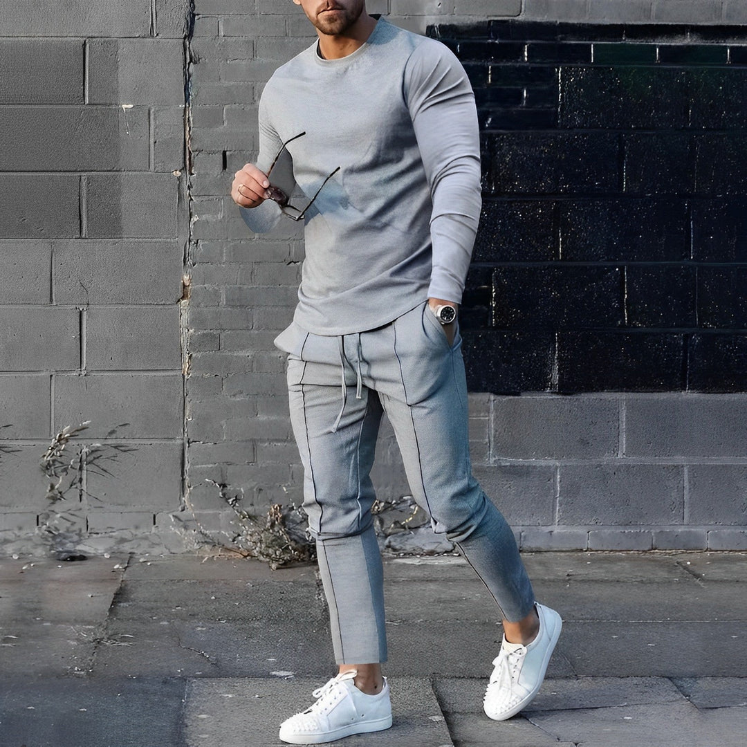 Trendy 2-częściowy zestaw dla mężczyzn | Sweter Nova i dres-Szary-XS-Trend Polska