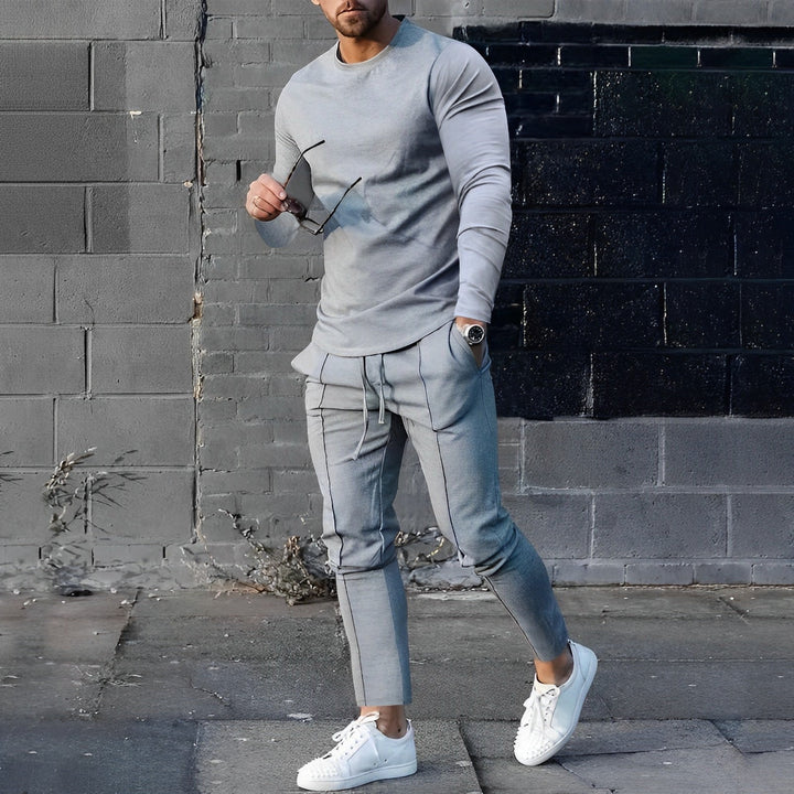 Trendy 2-częściowy zestaw dla mężczyzn | Sweter Nova i dres-Szary-XS-Trend Polska