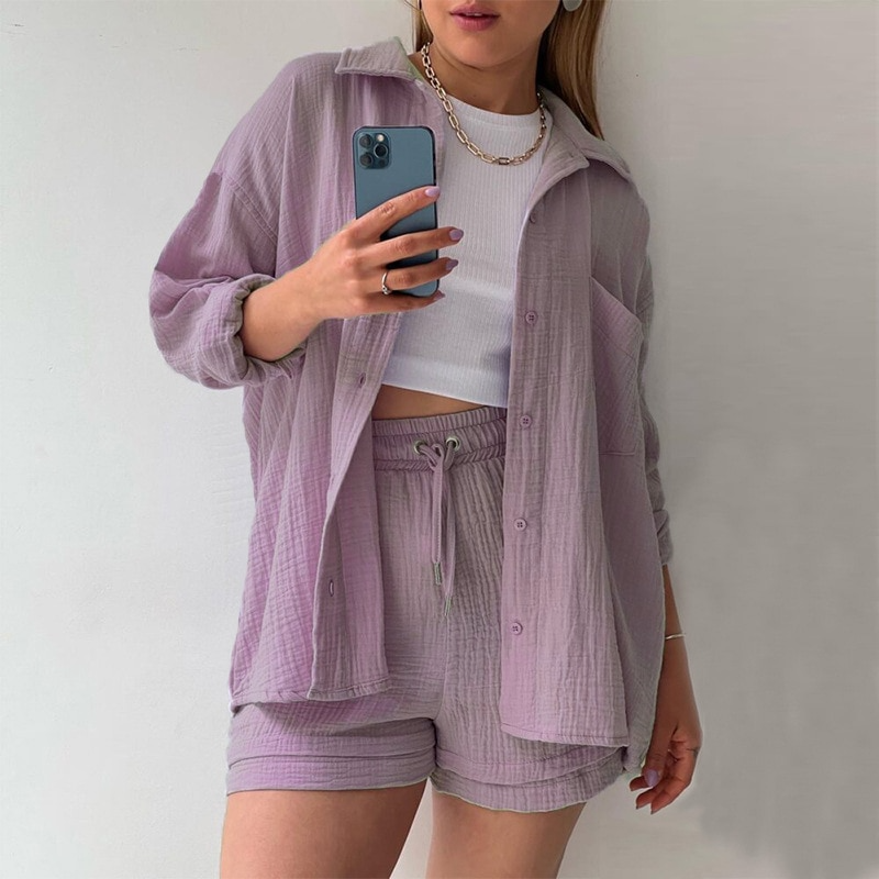 Trendy Bawełniane Spodnie Letnie Damskie – Faylin-Fioletowy-S-Trend Polska