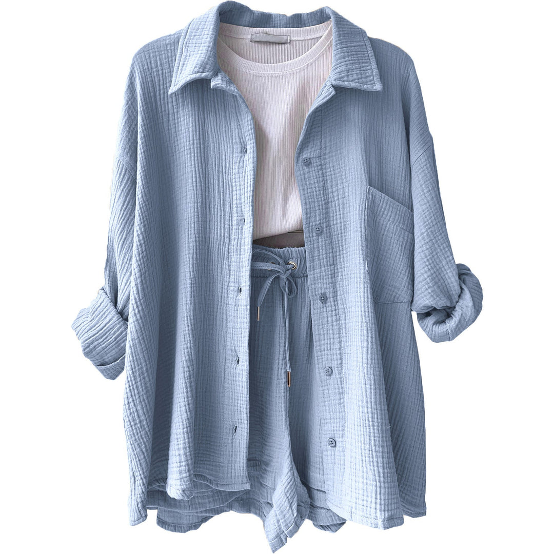 Trendy Bawełniane Spodnie Letnie Damskie – Faylin-Niebieski-S-Trend Polska