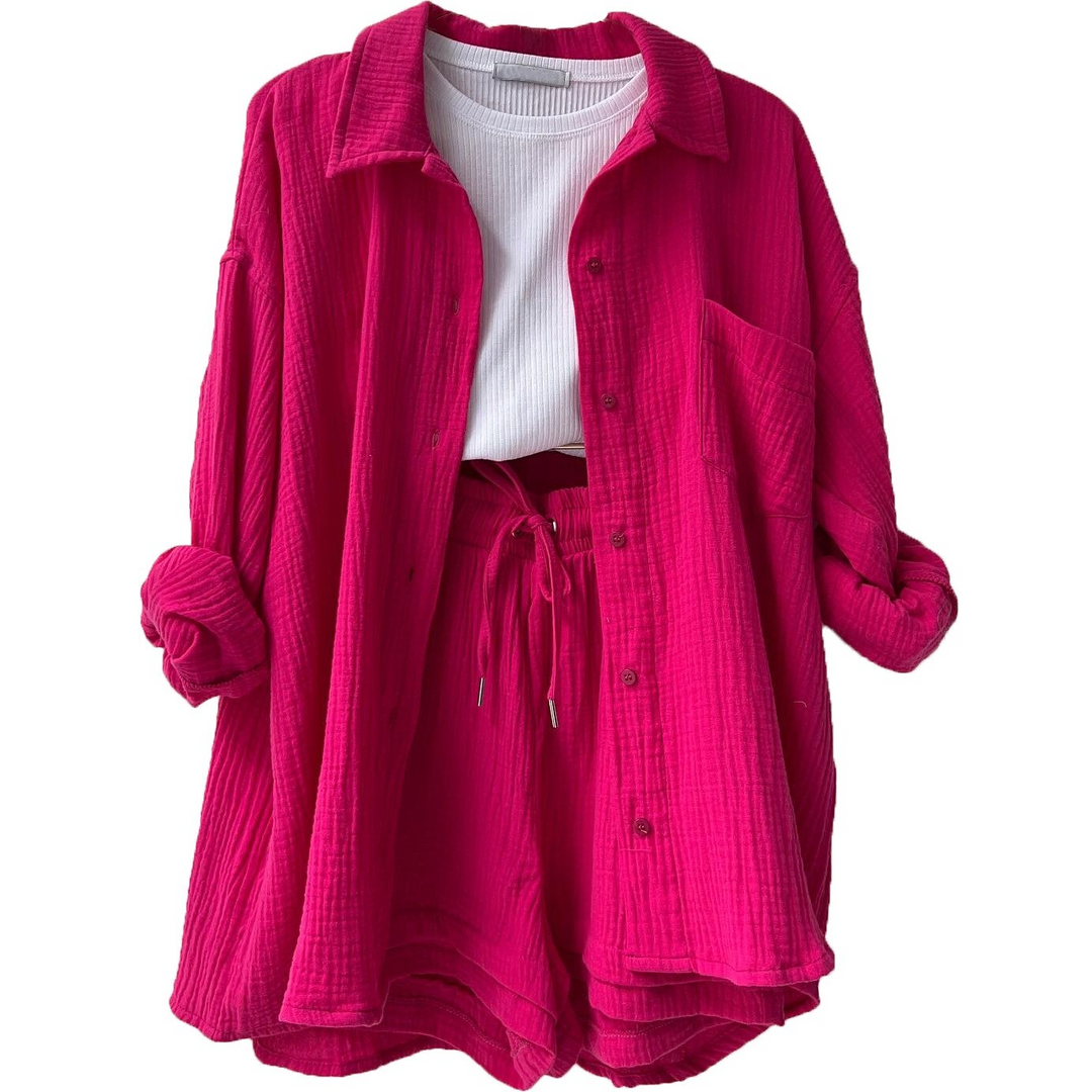 Trendy Bawełniane Spodnie Letnie Damskie – Faylin-Różowy-S-Trend Polska