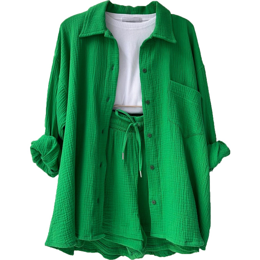 Trendy Bawełniane Spodnie Letnie Damskie – Faylin-Zielony-S-Trend Polska