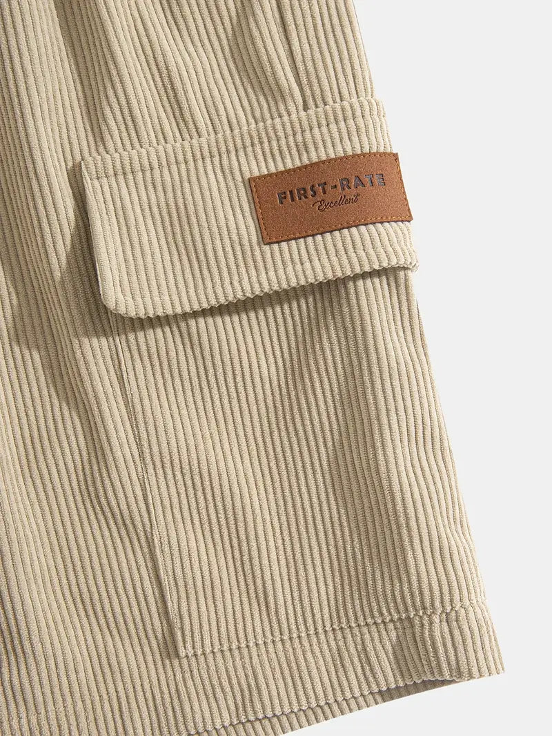 Trendy beżowe spodnie cargo z korduroju na lato – Tobias-S-Trend Polska