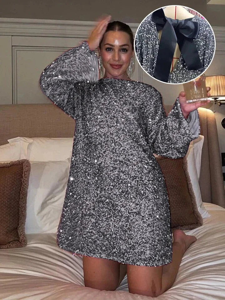 Trendy Błyszcząca Midi-Sukienka - Stella-Szary-XS-Trend Polska