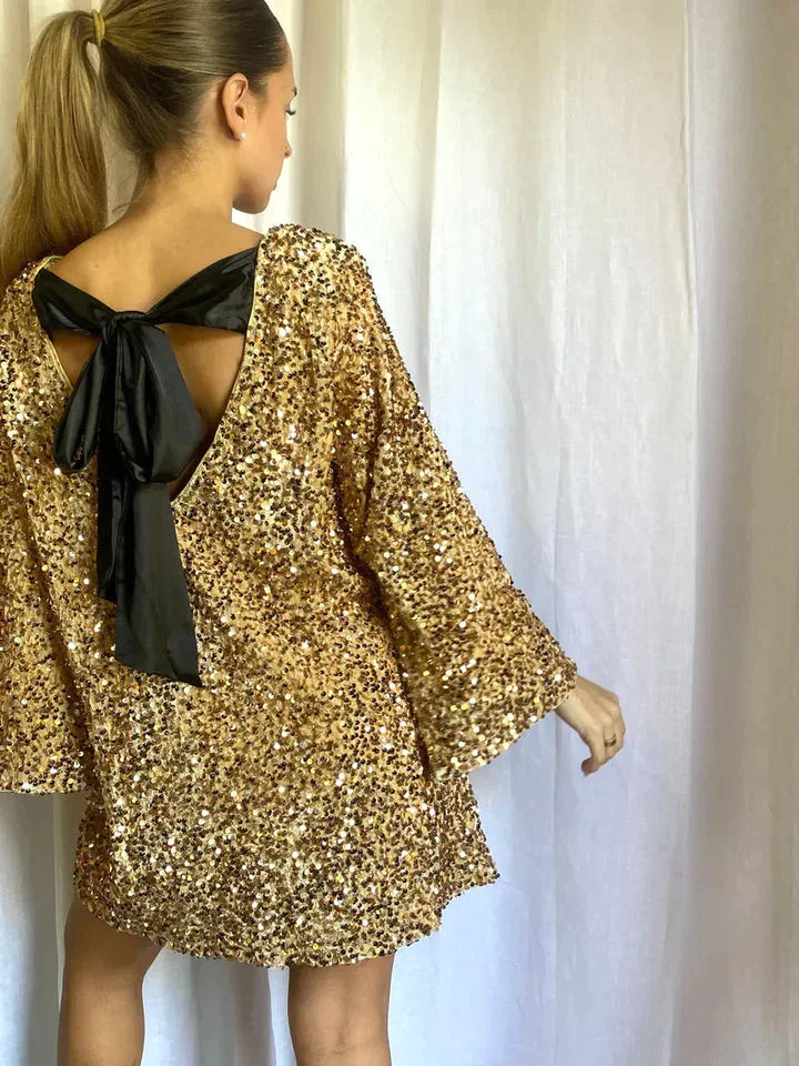 Trendy Błyszcząca Midi-Sukienka - Stella-Złoto-XS-Trend Polska