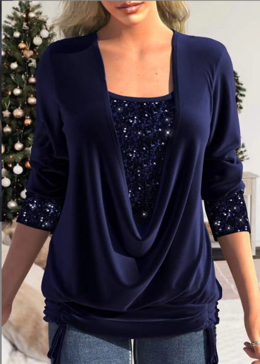 Trendy Damska Bluzka – Elin-Ciemnoniebieski-S-Trend Polska