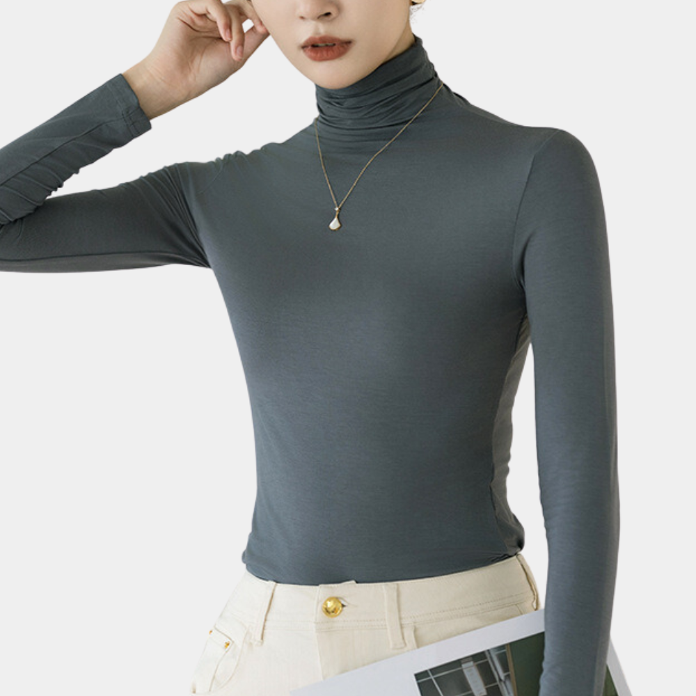 Trendy Damski Sweter z Golfem - Sienna-Szary-XS-Trend Polska