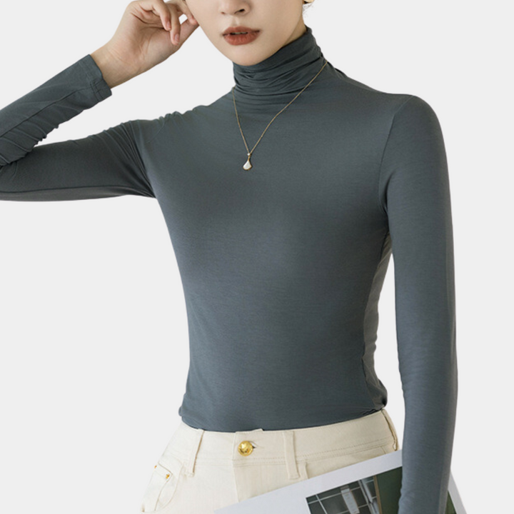 Trendy Damski Sweter z Golfem - Sienna-Szary-XS-Trend Polska