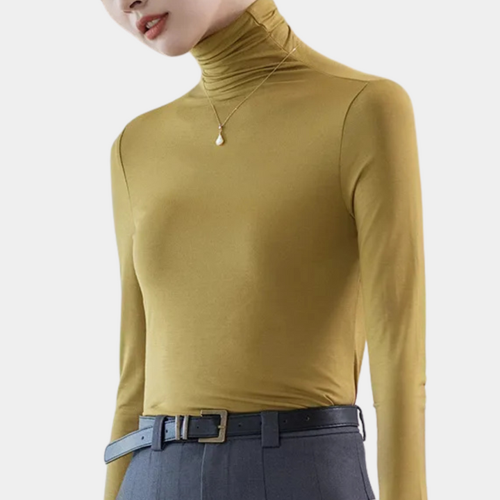 Trendy Damski Sweter z Golfem - Sienna-Żółty-XS-Trend Polska