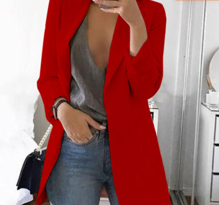 Trendy Damski Żakiet - Elise-Czerwony-S-Trend Polska