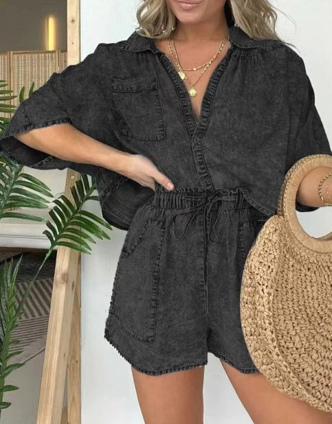 Trendy Damskie Letnie Koszulki z Krótkim Rękawem – Isabelle-Czarny-S-Trend Polska