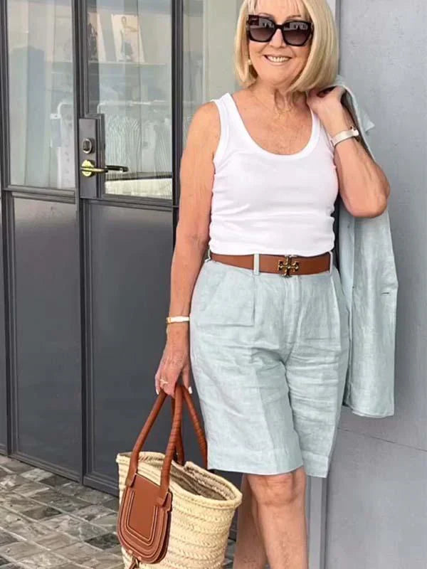 Trendy Damskie Letnie Lniane Spodnie – Camille-Jasnozielony-S-Trend Polska
