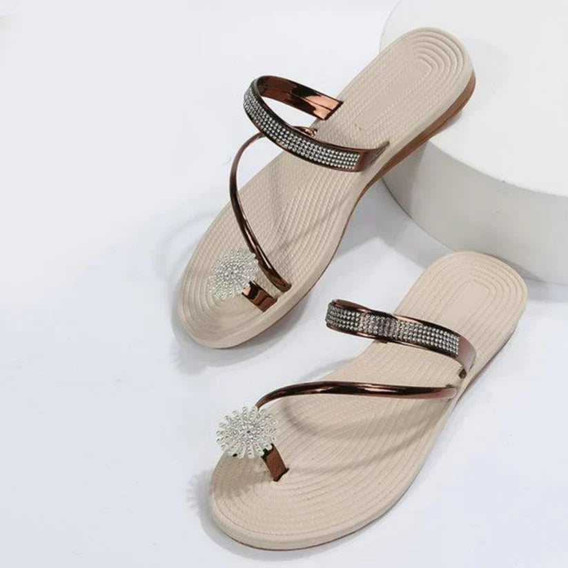 Trendy Damskie Sandały z Unikalnym Detalem Płatka Śniegu – Arluna-Brązowy-35-Trend Polska