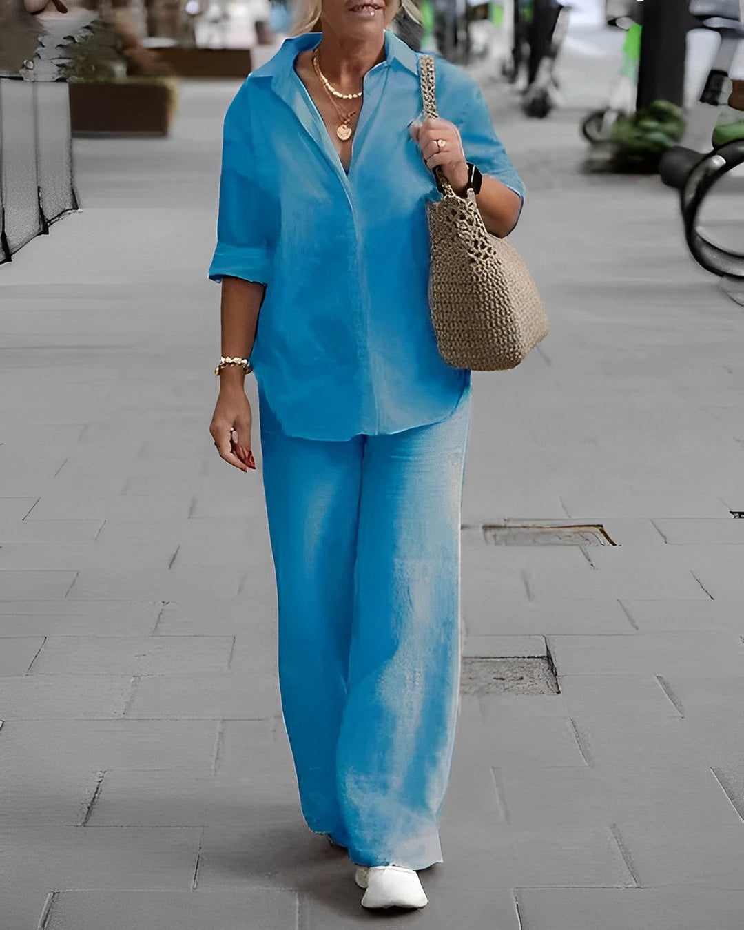 Trendy Damskie Spodnie Letnie - Noa-Niebieski-S-Trend Polska