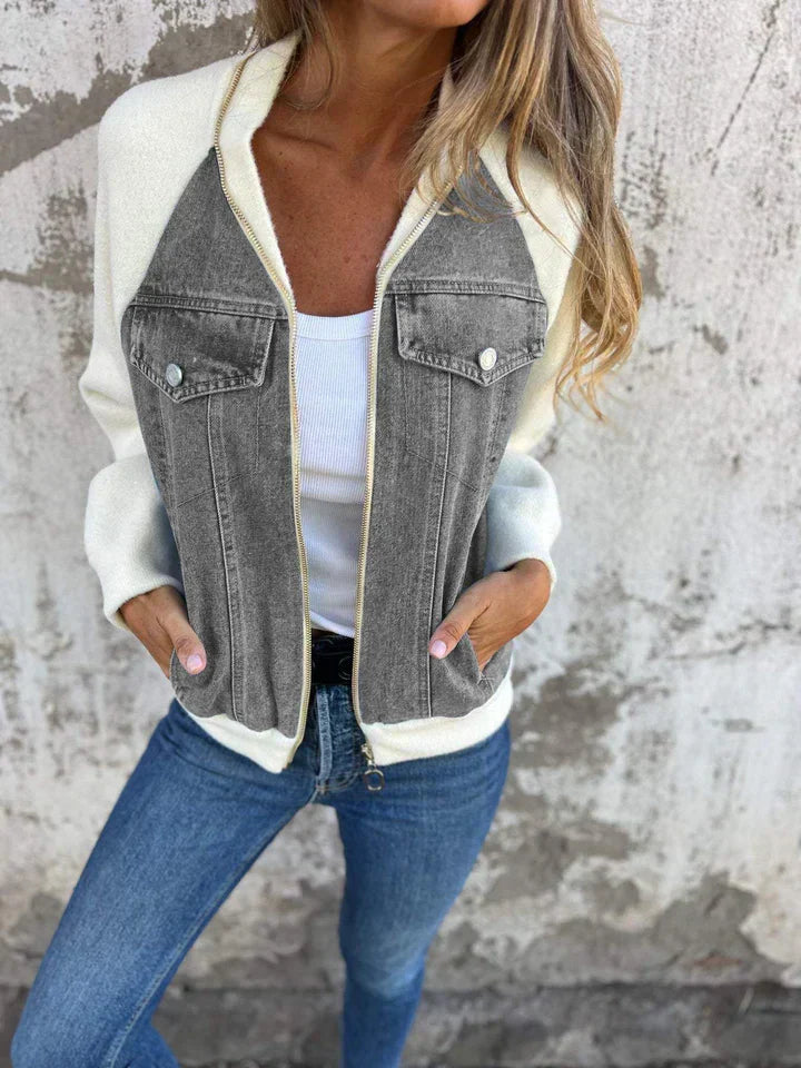Trendy Dżinsowa Kurtka - Isaline-Szary-S-Trend Polska