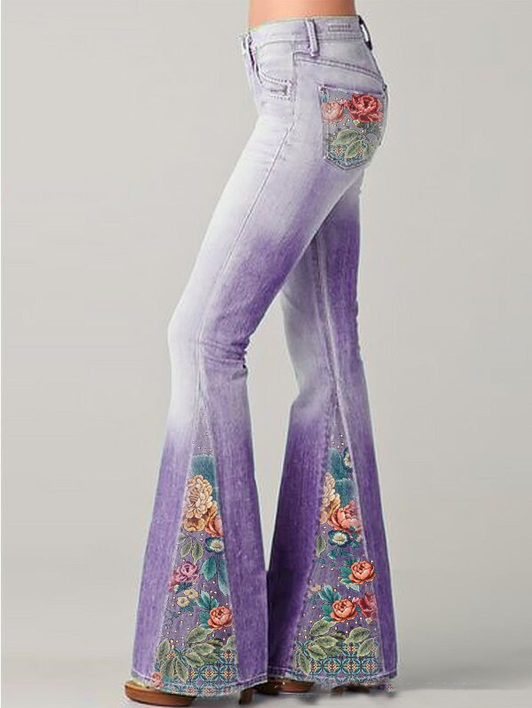 Trendy Dzwonowate Damskie Jeansy - Luna-Fioletowy-S-Trend Polska