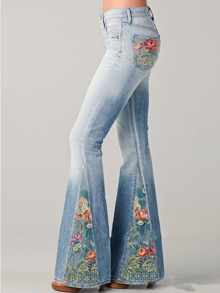 Trendy Dzwonowate Damskie Jeansy - Luna-Niebieski-S-Trend Polska