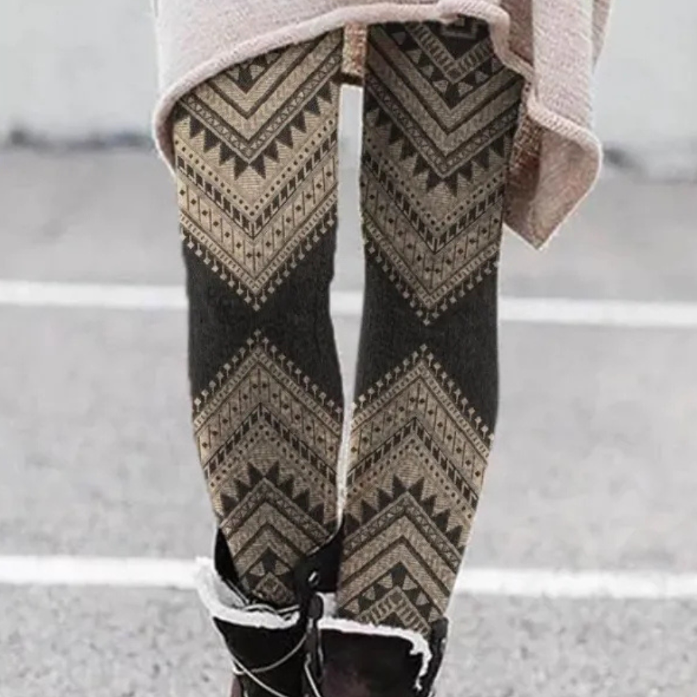 Trendy Elastyczne Legginsy Damskie - Kelsey-Brązowy-XS-Trend Polska
