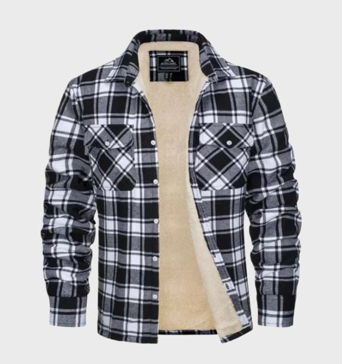 Trendy flanelowa męska kurtka w stylu vintage - Liam-S-Czarny-Trend Polska