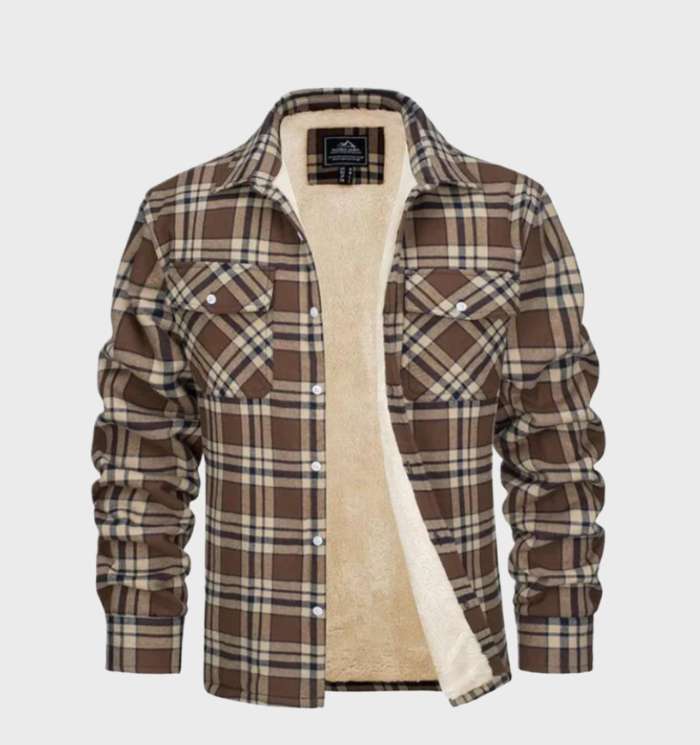 Trendy flanelowa męska kurtka w stylu vintage - Liam-S-Khaki-Trend Polska