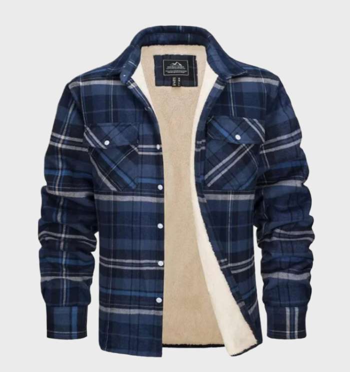 Trendy flanelowa męska kurtka w stylu vintage - Liam-S-Niebiesko-szary-Trend Polska