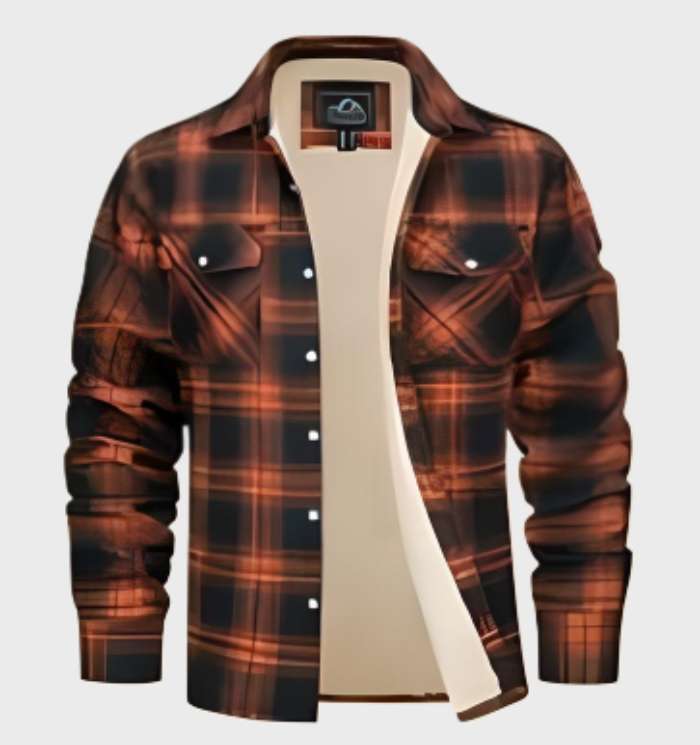 Trendy flanelowa męska kurtka w stylu vintage - Liam-S-Pomarańczowy-Trend Polska