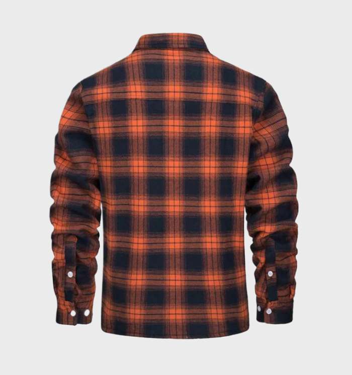 Trendy flanelowa męska kurtka w stylu vintage - Liam-S-Pomarańczowy-Trend Polska