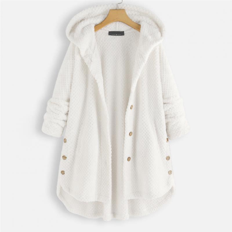 Trendy Fleece'owy Kurtka z Kapturem - FleeceLux-Biały-S-Trend Polska