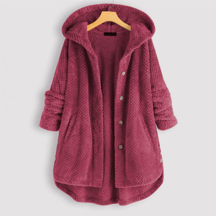Trendy Fleece'owy Kurtka z Kapturem - FleeceLux-Różowy-S-Trend Polska