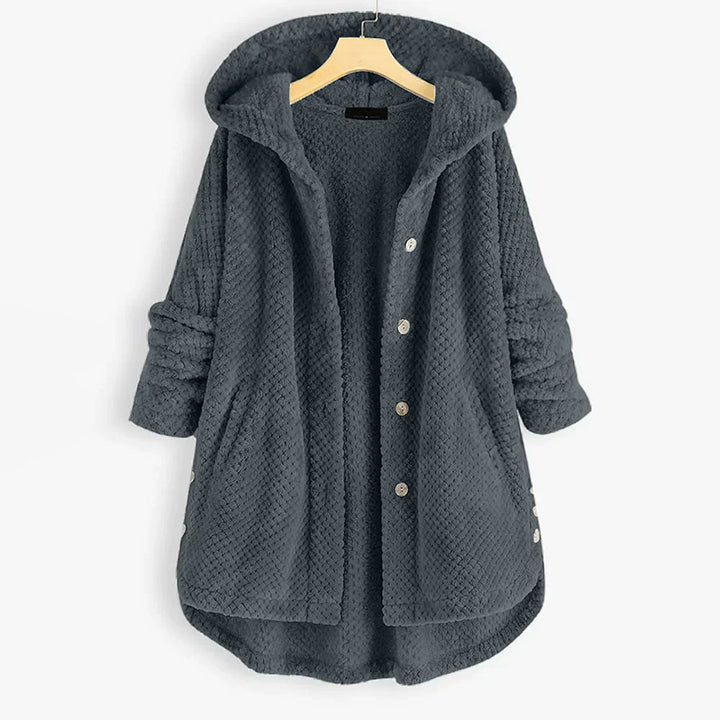 Trendy Fleece'owy Kurtka z Kapturem - FleeceLux-Szary-S-Trend Polska